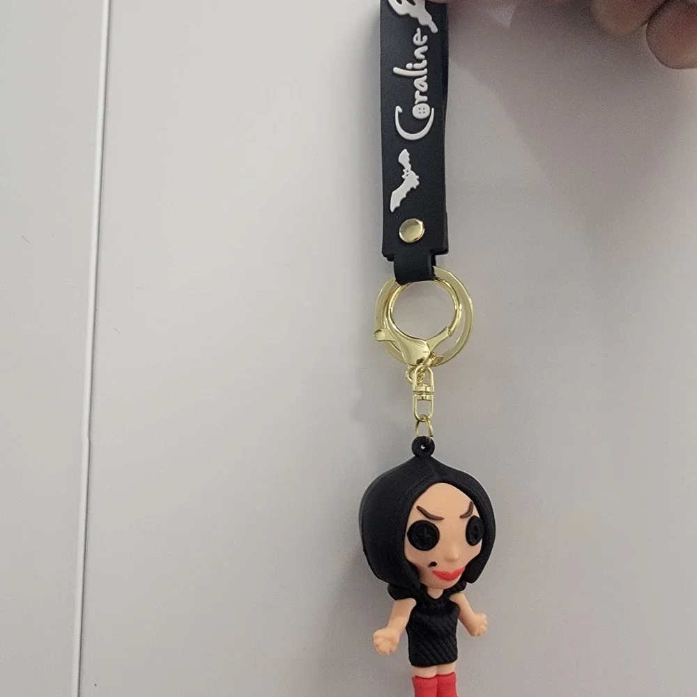 NEW Coraline & Beldam Keychain Charm 3D Silicone Button Eyes Or Purse Charm 2 Pc